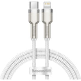 كابل بيانات معدني من Baseus بقوة 20 واط، من النوع C إلى IP PD - أبيض - 1 متر CATLJK-A02