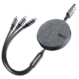 كابل شحن USB ثلاثي الوظائف من Baseus، 3.5 أمبير، 1.2 متر، رمادي داكن - CAMLT-BYG1
