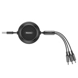 Baseus 3 in 1 Adjustable Cable USB Lightning Type C Micro USB 1.20m Black 3.5A (CAMLT-JH01)