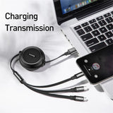 Baseus 3 in 1 Adjustable Cable USB Lightning Type C Micro USB 1.20m Black 3.5A (CAMLT-JH01)