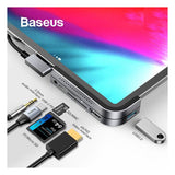 موزع Baseus متعدد الوظائف من النوع C بزاوية انحناء رقم 7 - HDMI / USB Type-C / USB / رمادي داكن