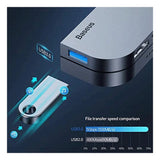 موزع Baseus متعدد الوظائف من النوع C بزاوية انحناء رقم 7 - HDMI / USB Type-C / USB / رمادي داكن