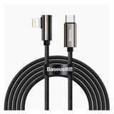 كابل Baseus CATLCS-A01 Legend Series للشحن السريع ونقل البيانات، من النوع C إلى Lightning، متوافق مع أجهزة iPhone، يدعم الشحن السريع بقوة 20 واط، طوله 2 متر، لون أسود