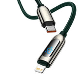 كابل Baseus CATLSK-06 20W USB-C / Type-C إلى 8 Pin للشحن السريع ونقل البيانات، طول الكابل: 1 متر (أخضر داكن)