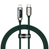 كابل Baseus CATLSK-06 20W USB-C / Type-C إلى 8 Pin للشحن السريع ونقل البيانات، طول الكابل: 1 متر (أخضر داكن)