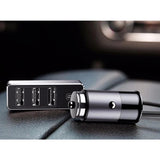 شاحن سيارة للهواتف المحمولة Baseus Enjoy Together مع كابل تمديد بطول 1.5 متر، مزود بـ 4 منافذ USB بقدرة 5.5 أمبير، لون رمادي داكن CCTON-0G