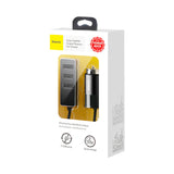 شاحن سيارة للهواتف المحمولة Baseus Enjoy Together مع كابل تمديد بطول 1.5 متر، مزود بـ 4 منافذ USB بقدرة 5.5 أمبير، لون رمادي داكن CCTON-0G