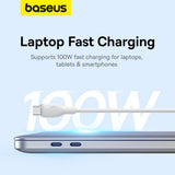 كابل شحن سريع من سلسلة Baseus Pudding - 1.2 متر / USB-C / 100 واط / أبيض لامع