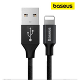 Baseus – كابل بيانات USB للشحن السريع بتقنية Lightning (أسود، 0.6 متر)
