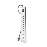 Belkin 6-Outlet Surge Protection Strip with 2M Power Cord -White/Grey