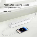 واقي من زيادة التيار من بيلكين، 4 منافذ/18 واط، USB-A/USB-C/2 متر - SRB001AR2M