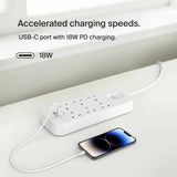واقي التيار الكهربائي من بيلكين، 6 منافذ/18 واط، USB-A/USB-C/2 متر-SRB002AR2M