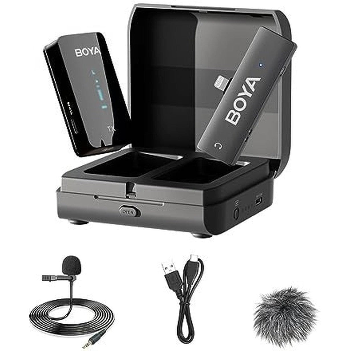 Boya 2.4Ghz Wireless Microphone For Mobile Device Like Smartphone, Pc, Tablet (1Transmitter+1Receiver With Lightning Jack) - Black-Microphone-BOYA-Star Light Kuwait