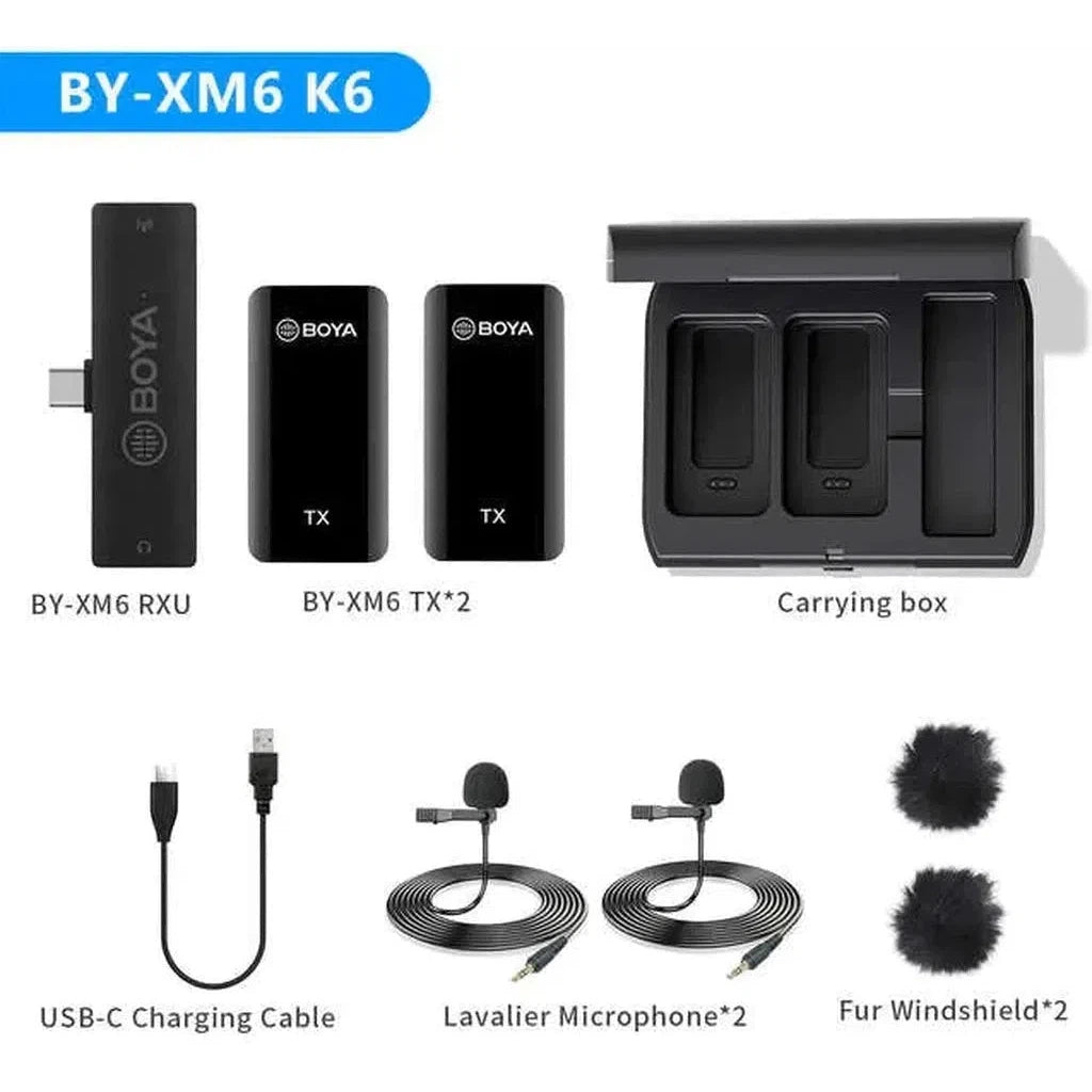 Boya 2.4Ghz Wireless Microphone For Mobile Device Like Smartphone, Pc, Tablet (1Transmitter+1Receiver With Type-C Jack) - Black-Microphone-BOYA-Star Light Kuwait