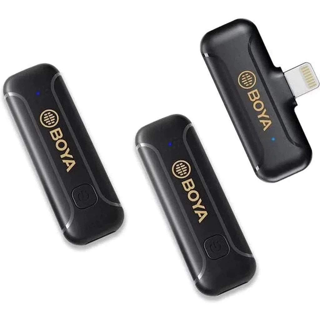 Boya By-Wm3T2-D2 Smallest 2.4Ghz Wireless Microphone With Lightning Connector For Ios Device( 2Tx+1Rx) - Black-Microphone-BOYA-Star Light Kuwait