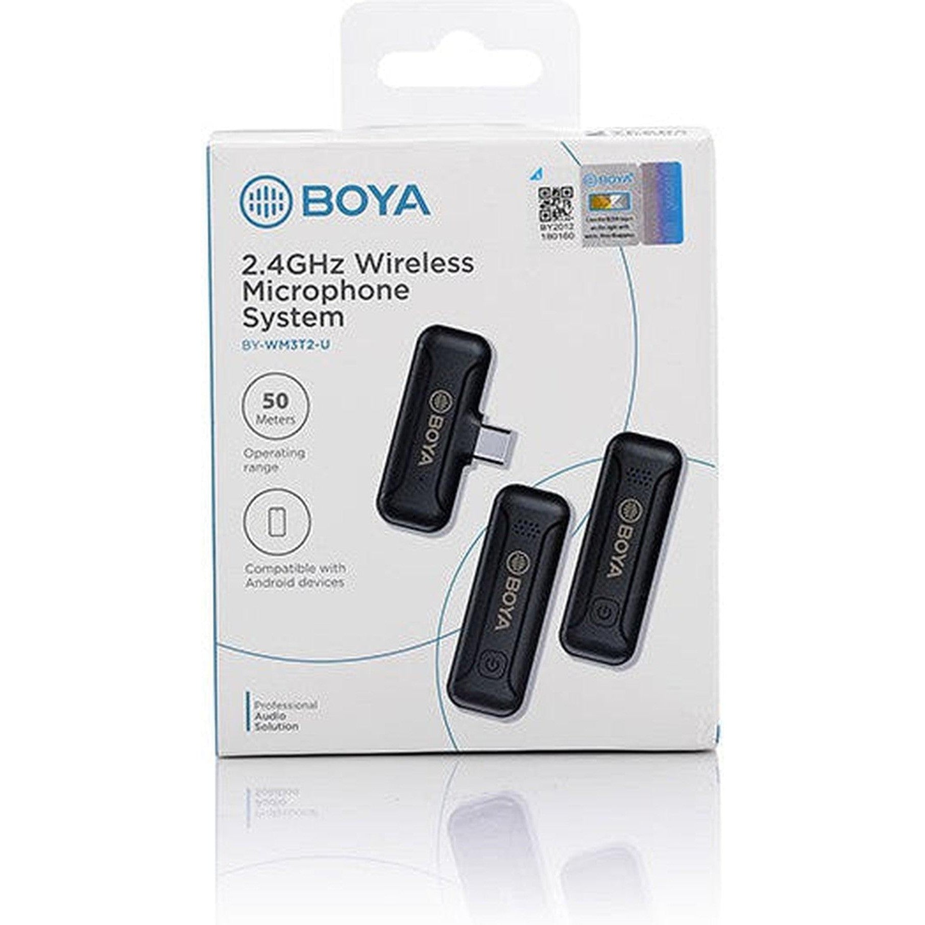 Boya Smallest 2.4Ghz Wireless Microphone For Type-C Device( 2Tx+1Rx ) - Black-Microphone-BOYA-Star Light Kuwait