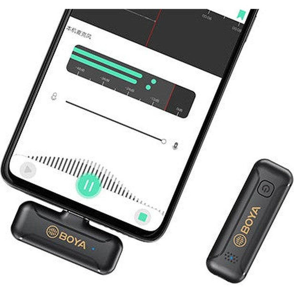 Boya Smallest 2.4Ghz Wireless Microphone With Lightning Connector For Ios Device( 1Tx+1Rx) - Black-Microphone-BOYA-Star Light Kuwait