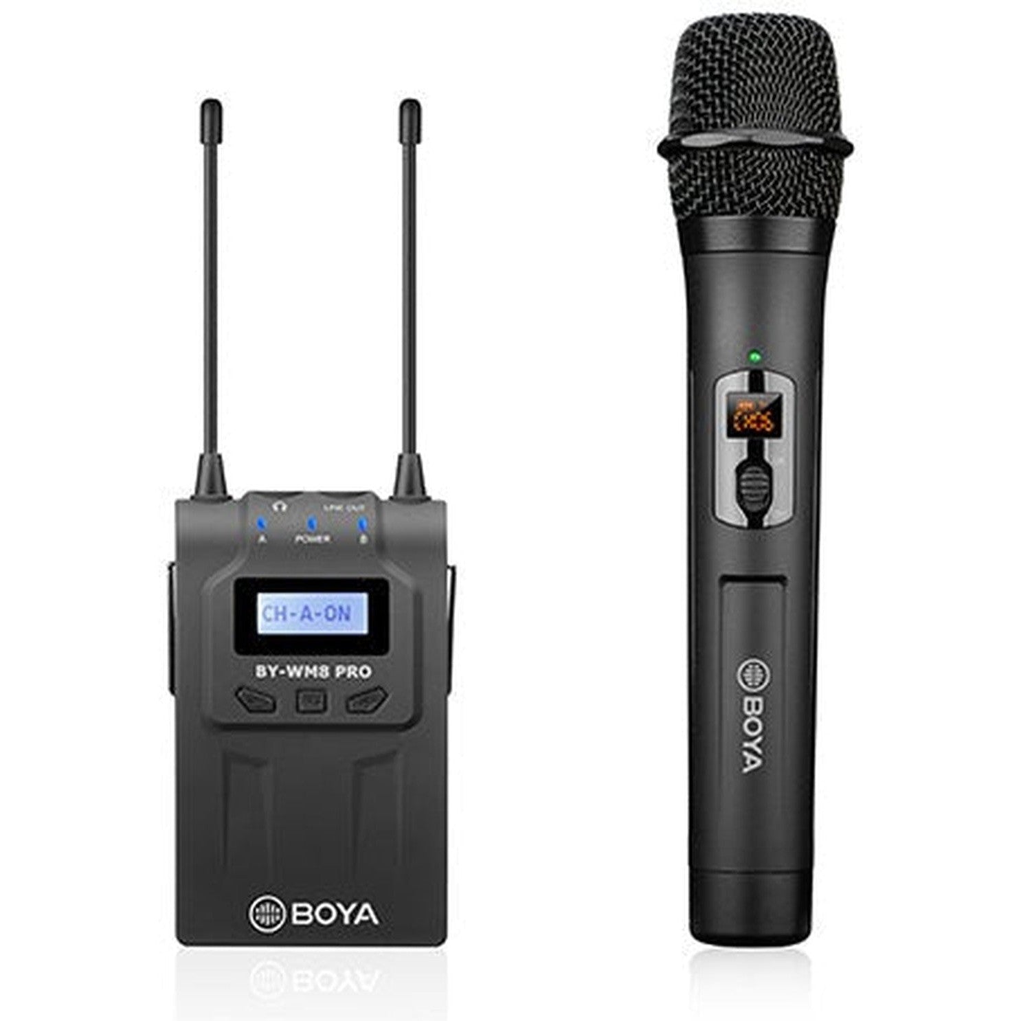 Boya Uhf Wireless Mic With One Receiver And One Handheld Microphone - Black-Microphone-BOYA-Star Light Kuwait