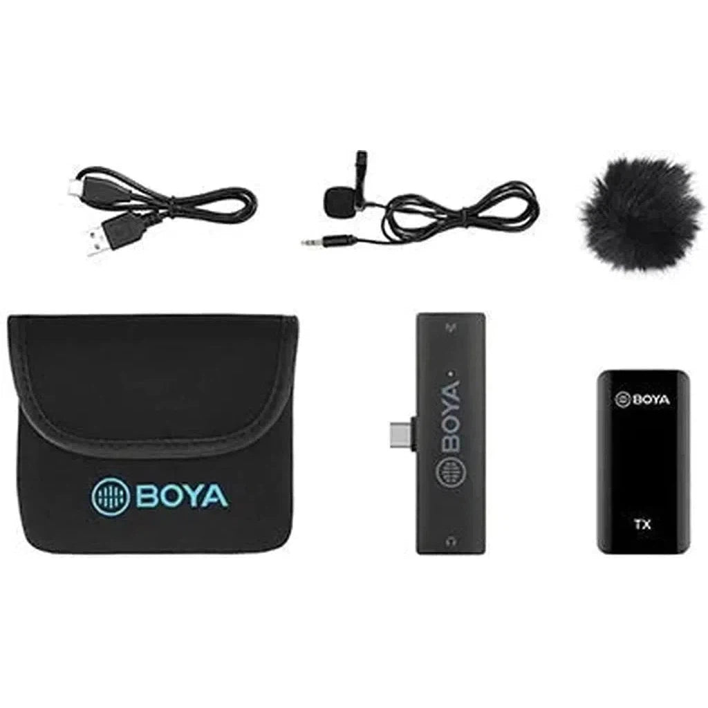 Boya.4Ghz Wireless Microphone For Mobile Device Like Smartphone, Pc, Tablet (1Transmitter+1Receiver With Type-C Jack) - Black-Microphone-BOYA-Star Light Kuwait