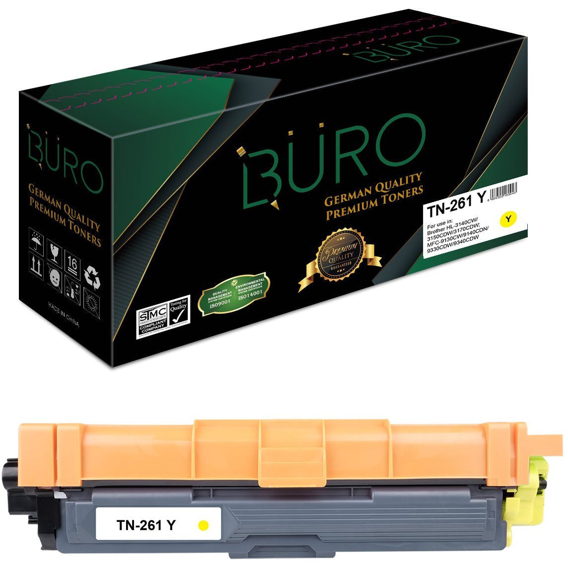 Buro Tn261 Y Compatible Toner For Brother Tn261 Y Yellow-Compatible Inks-Buro-Star Light Kuwait