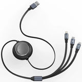 كابل Baseus Bright Mirror 3 في 1 USB للمقاسات M+L+T، 3.5 أمبير، طول 1.2 متر، أسود