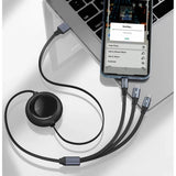 كابل Baseus Bright Mirror 3 في 1 USB للمقاسات M+L+T، 3.5 أمبير، طول 1.2 متر، أسود