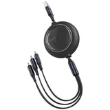 كابل Baseus Bright Mirror 3 في 1 USB للمقاسات M+L+T، 3.5 أمبير، طول 1.2 متر، أسود