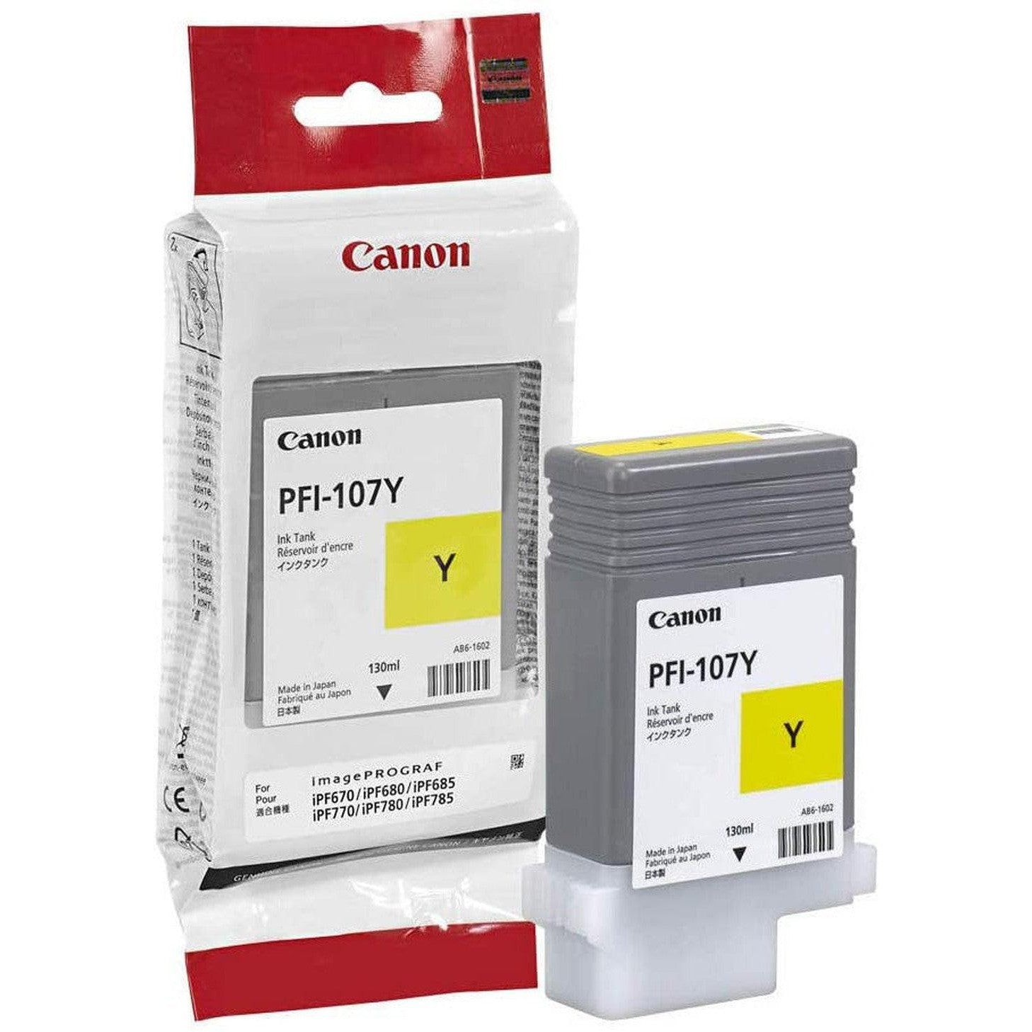 Canon Pfi 107Y Yellow 130Ml Ink-Inks And Toners-Canon-Star Light Kuwait