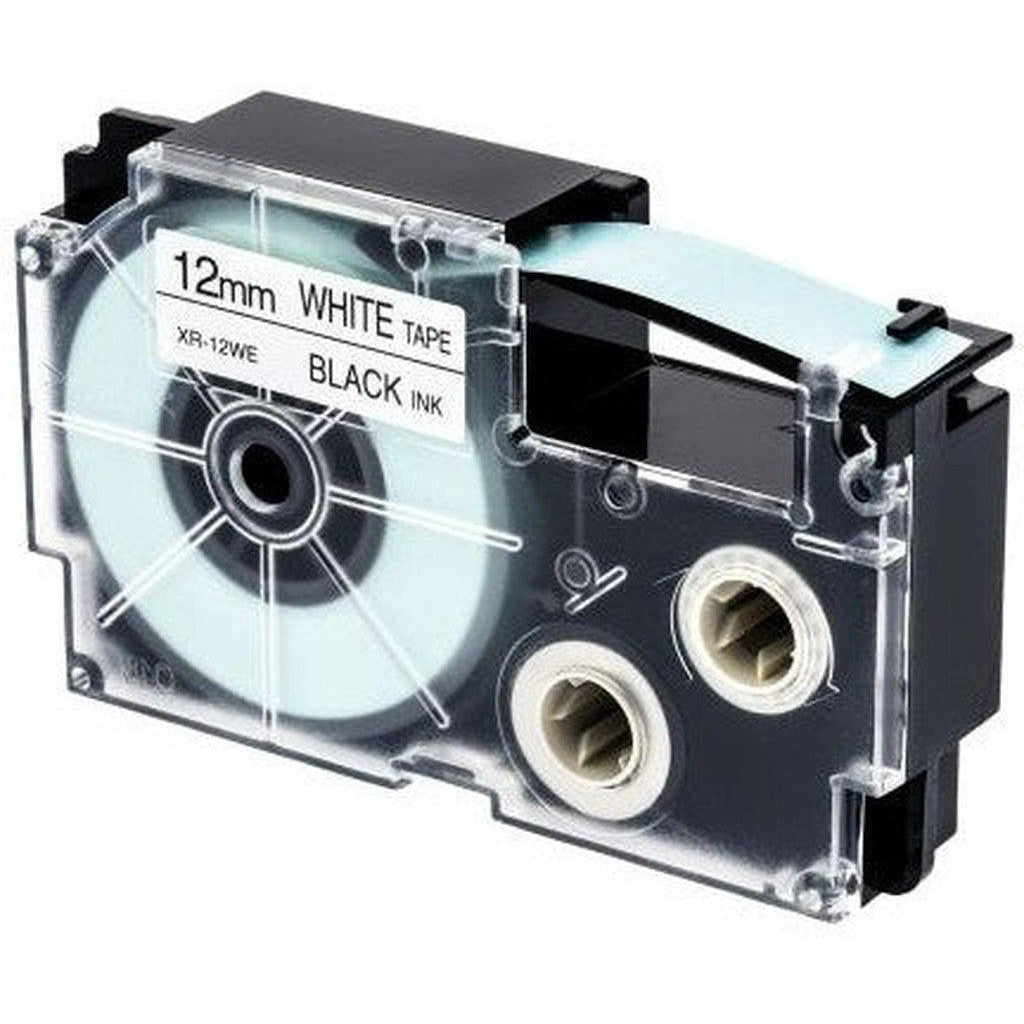 Casio 12 Mm Label Cartridge Black On White Xr 12We1-Label Printers-Casio-Star Light Kuwait