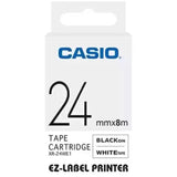 Casio EZ-Label Printer Tape Cartridge Black On White Tape 24mm x 8m (XR-24WE1)