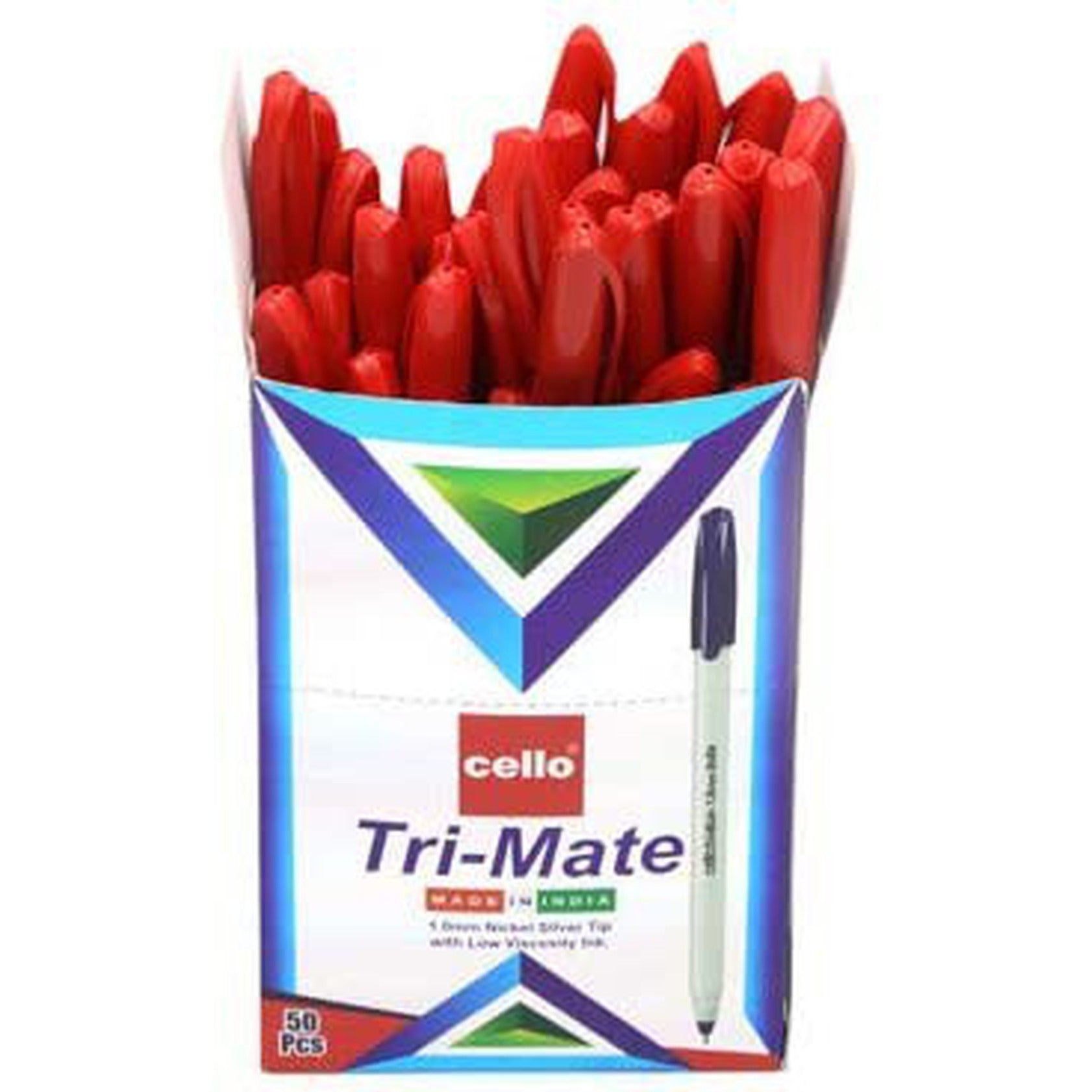 Cello Tri-Mate Pen 1.0Mm 50Pcs/Box-Pens-Cello-Red-Star Light Kuwait