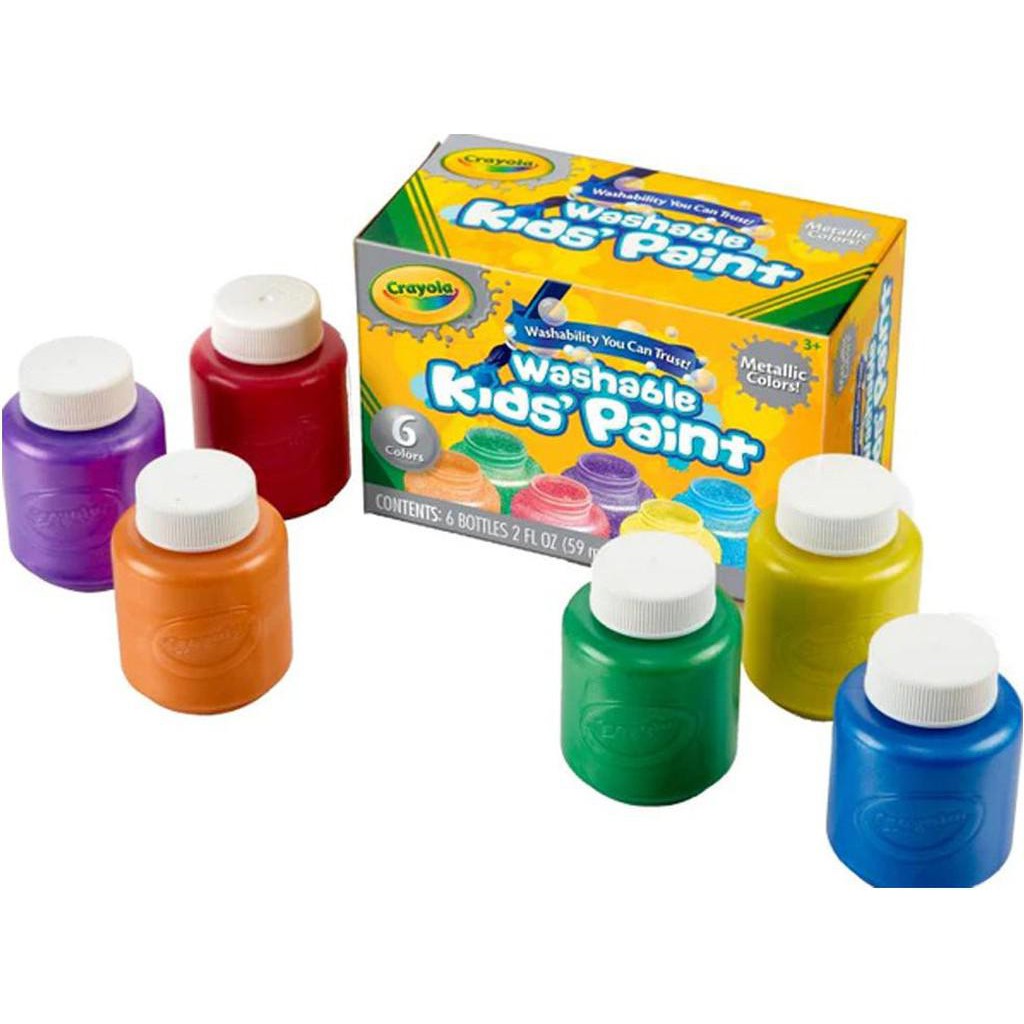 Crayola Washable Kids Paint 6 Metallic Colors-Drawing And Coloring-Crayola-Star Light Kuwait