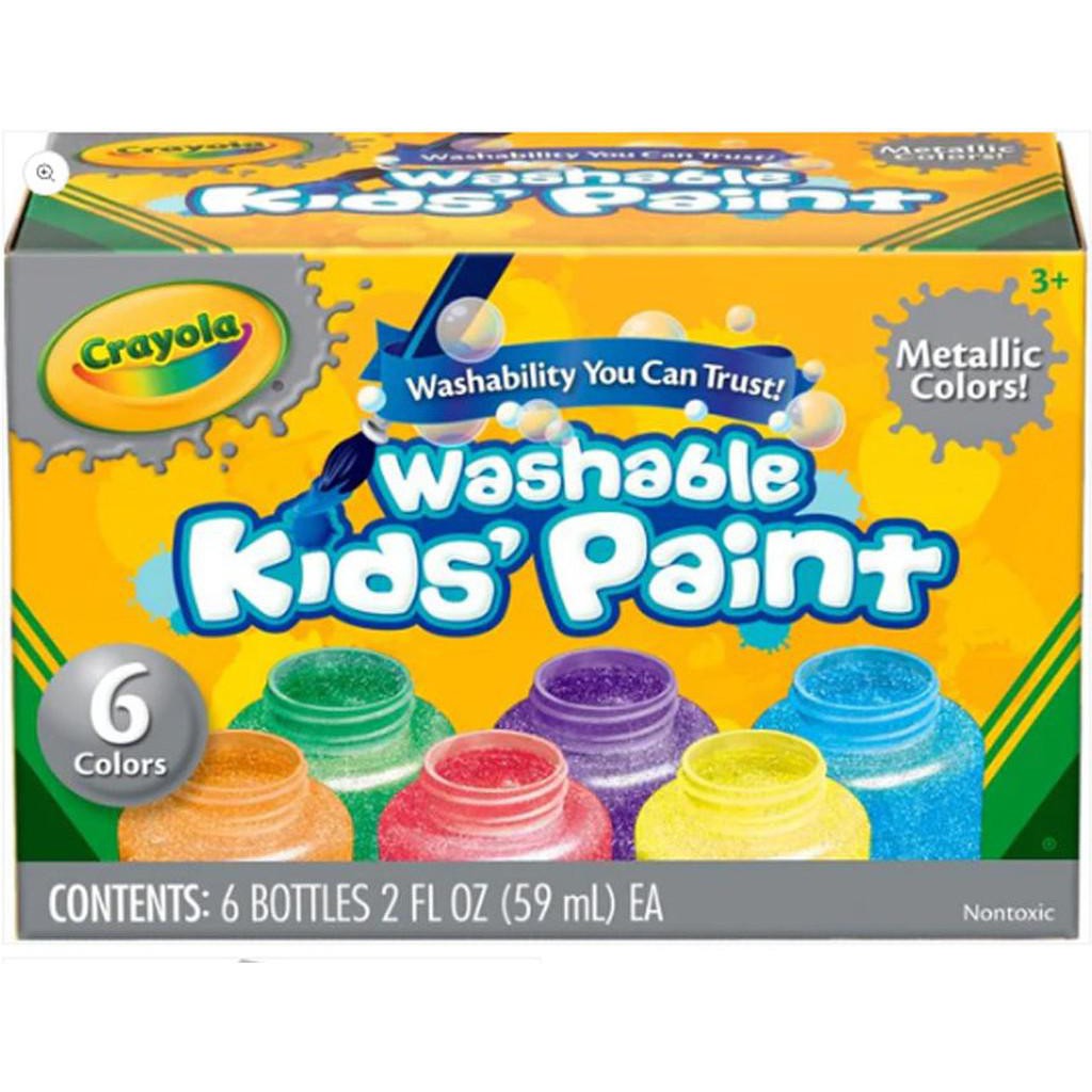 Crayola Washable Kids Paint 6 Metallic Colors-Drawing And Coloring-Crayola-Star Light Kuwait