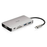 موزع USB-C من D-Link 9 في 1 مع منافذ HDMI/VGA/Ethernet/قارئ بطاقات