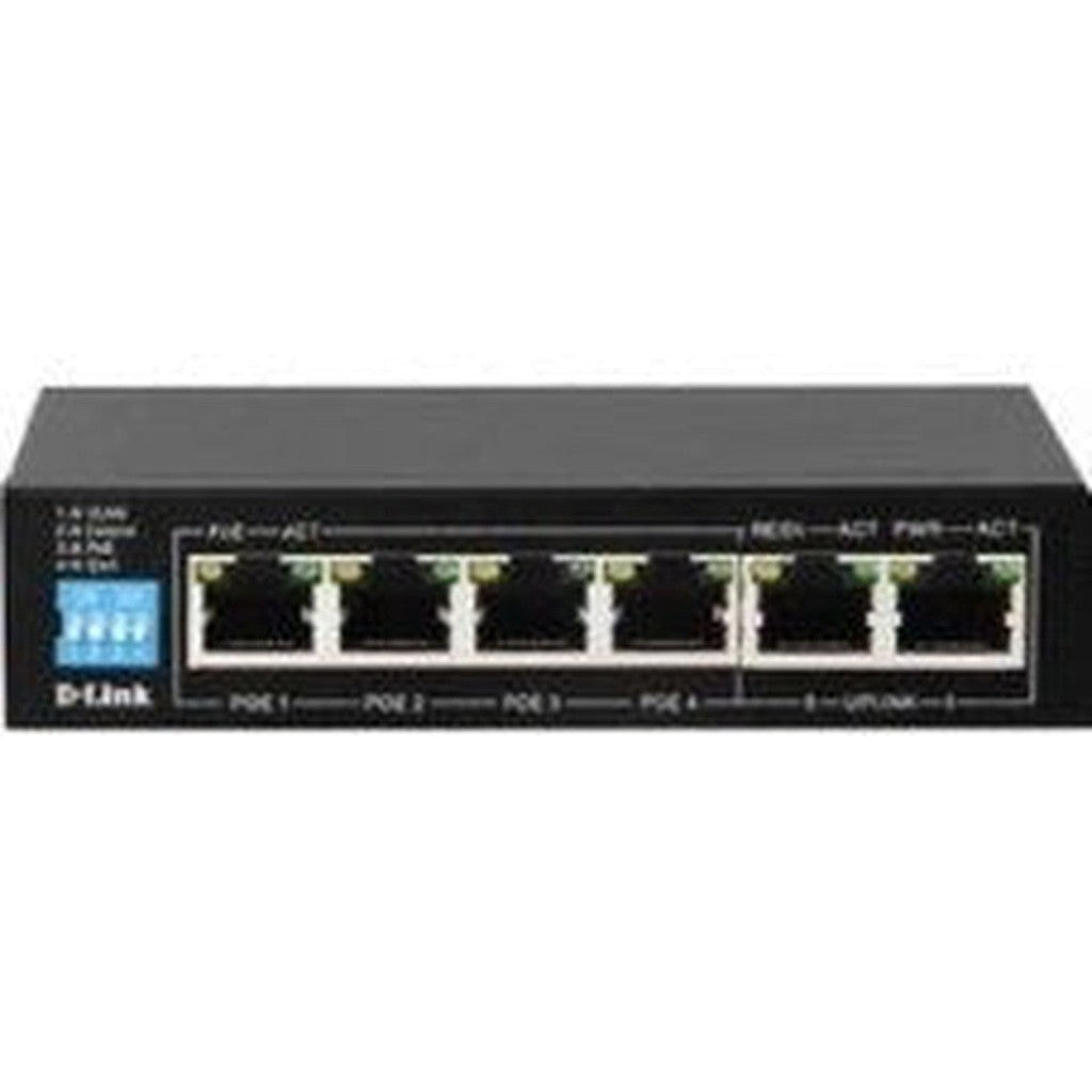 D-Link Dgs-F1006P-E 250M 6-Port 10/100/ 1000Mbps Switch With 4 Poe Ports And 2 Uplink Ports, 60W Poe Budget Dgs-F1006P-E-Dlink Poe Switches-D-Link-Star Light Kuwait