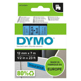 DYMO Authentic D1 Labels, 12mm x 7m Roll, Black Print on Blue Tape, Self-Adhesive Labels