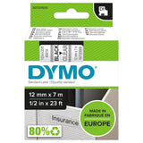 DYMO Authentic D1 Labels, 12mm x 7m Roll, Black Print on Clear Tape, Self-Adhesive Labels