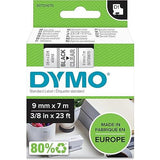 DYMO Authentic D1 Labels, 9mm x 7m Roll, Black Print on Clear Tape, Self-Adhesive Labels
