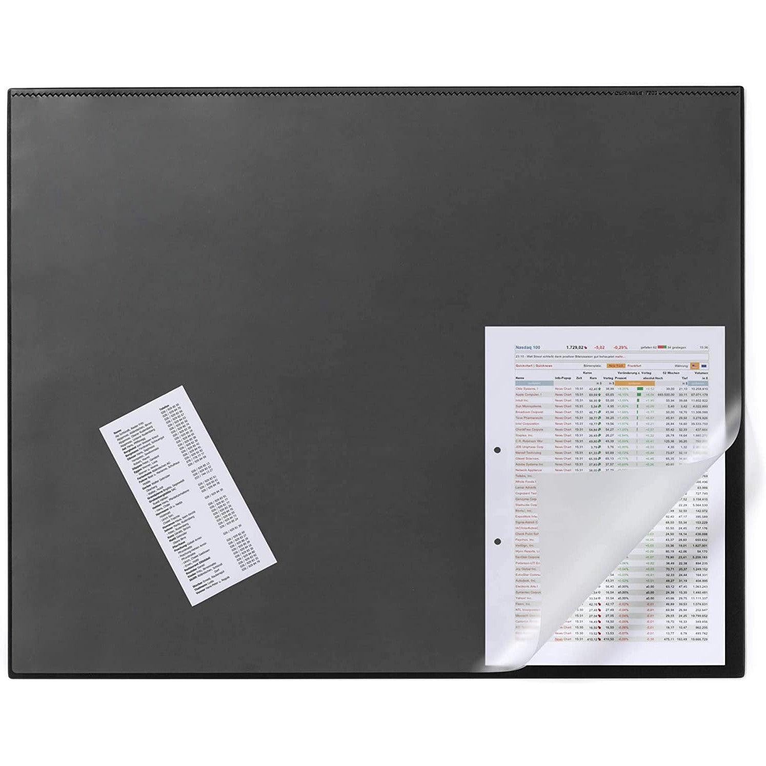Durable Desk Mat With Transparent Overlay W650Xd520Mm Black Ref 7203 01-Accessories And Organizers-Durable-Star Light Kuwait