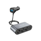 Earldom 120W Dual USB charger 4 in 1 Socket Black Car Phone Charger Lighter