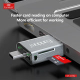 قارئ بطاقات صغير من الألومنيوم 4 في 1 من إيرلدوم OT82 - USB-A / Lightning / USB-C