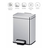 Eko 9361 Madison Stainless Steel Fingerprint Resistant Dustbin - 6 Liters