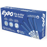Expo Vis-A-Vis Wet Erase Markers, Fine Point, Blue, 12 Count-Pens-Other-Star Light Kuwait