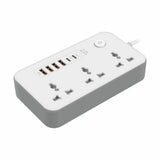 لوحة توزيع كهربائية مزودة بـ 4 منافذ USB، ومنفذين من النوع C، و3 منافذ كهربائية عالمية، بقدرة 3000 واط، وطول 5 أمتار.
