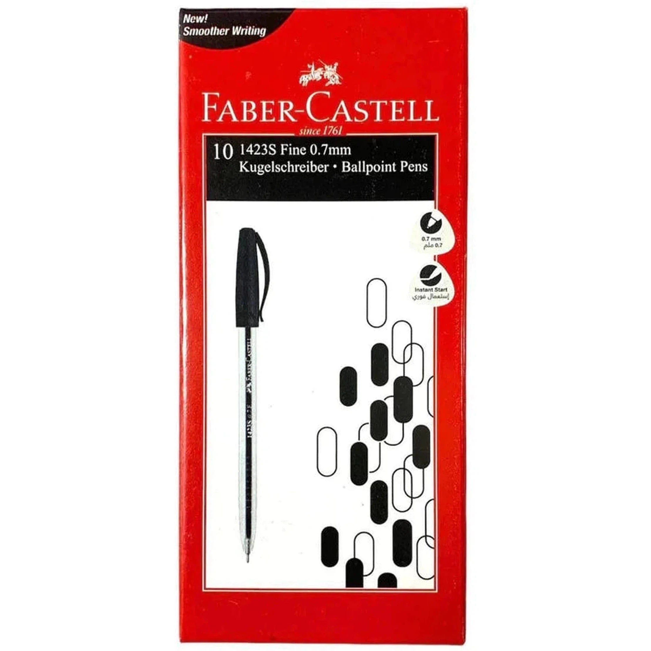Faber Castell 1423 Medium 1.0 Mm Ballpoint 10 Black Pens-Pens-Faber Castell-Star Light Kuwait