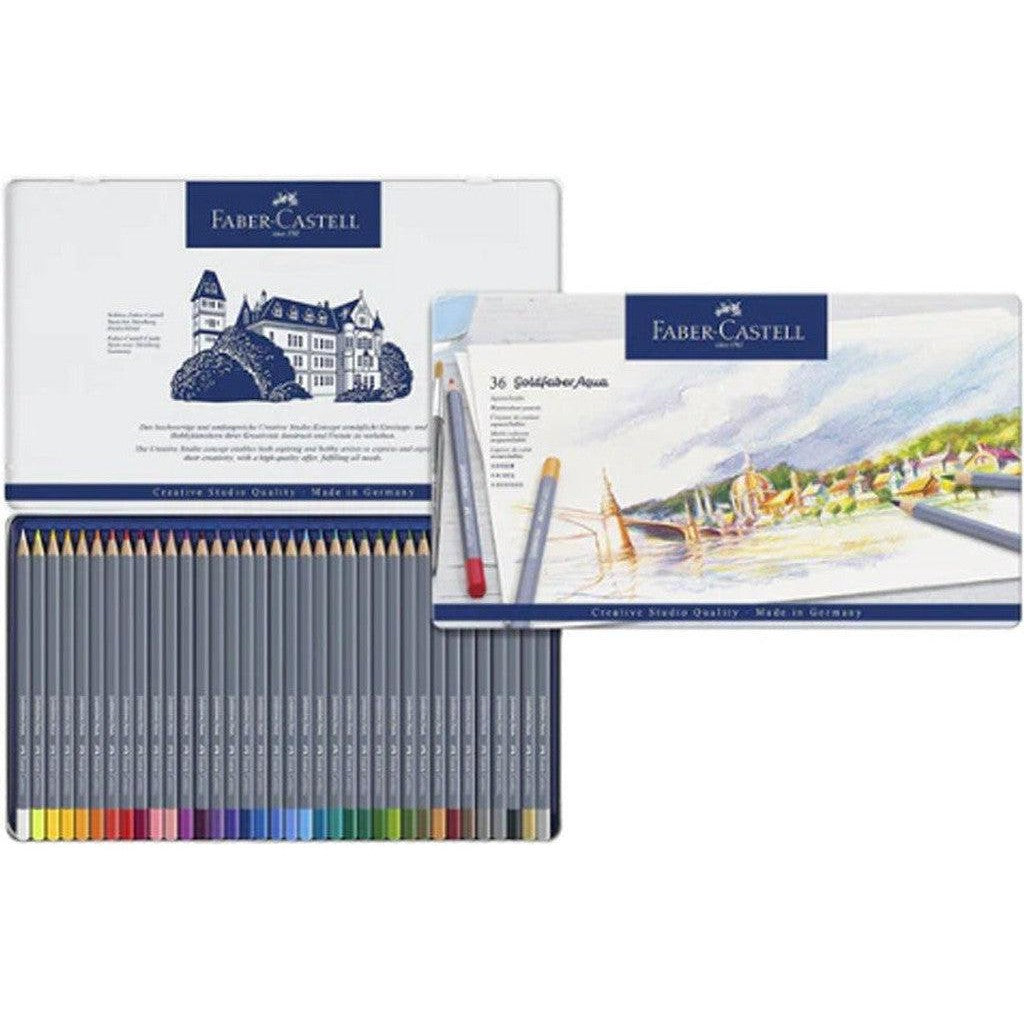 Faber Castell Gold Faber Aqua Watercolor Pencil Tin Of 36-Pencils-Faber Castell-Star Light Kuwait