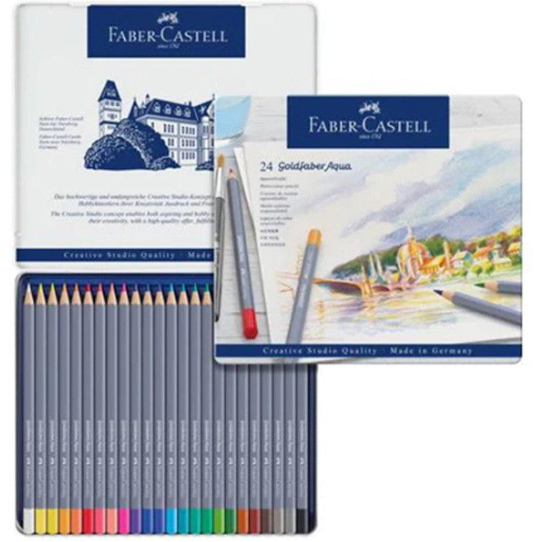 Faber Castell Goldfaber Aqua Watercolour Pencil Tin Of 24-Drawing And Coloring-Faber Castell-Star Light Kuwait