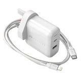 شاحن فيلتك السريع المزدوج - شاحن إلكتروني PD بقوة 30 واط + كابل USB-C إلى Lightning بطول 180 سم / أبيض