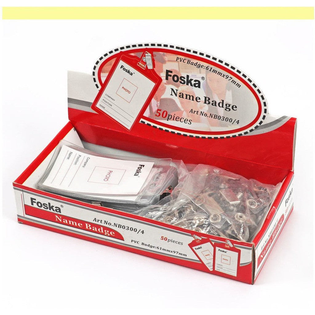 Foska Clear Plastic Id Badge With Clips Nb0300/4 50Pcs/Box-Cards And Id-Other-Box-Star Light Kuwait