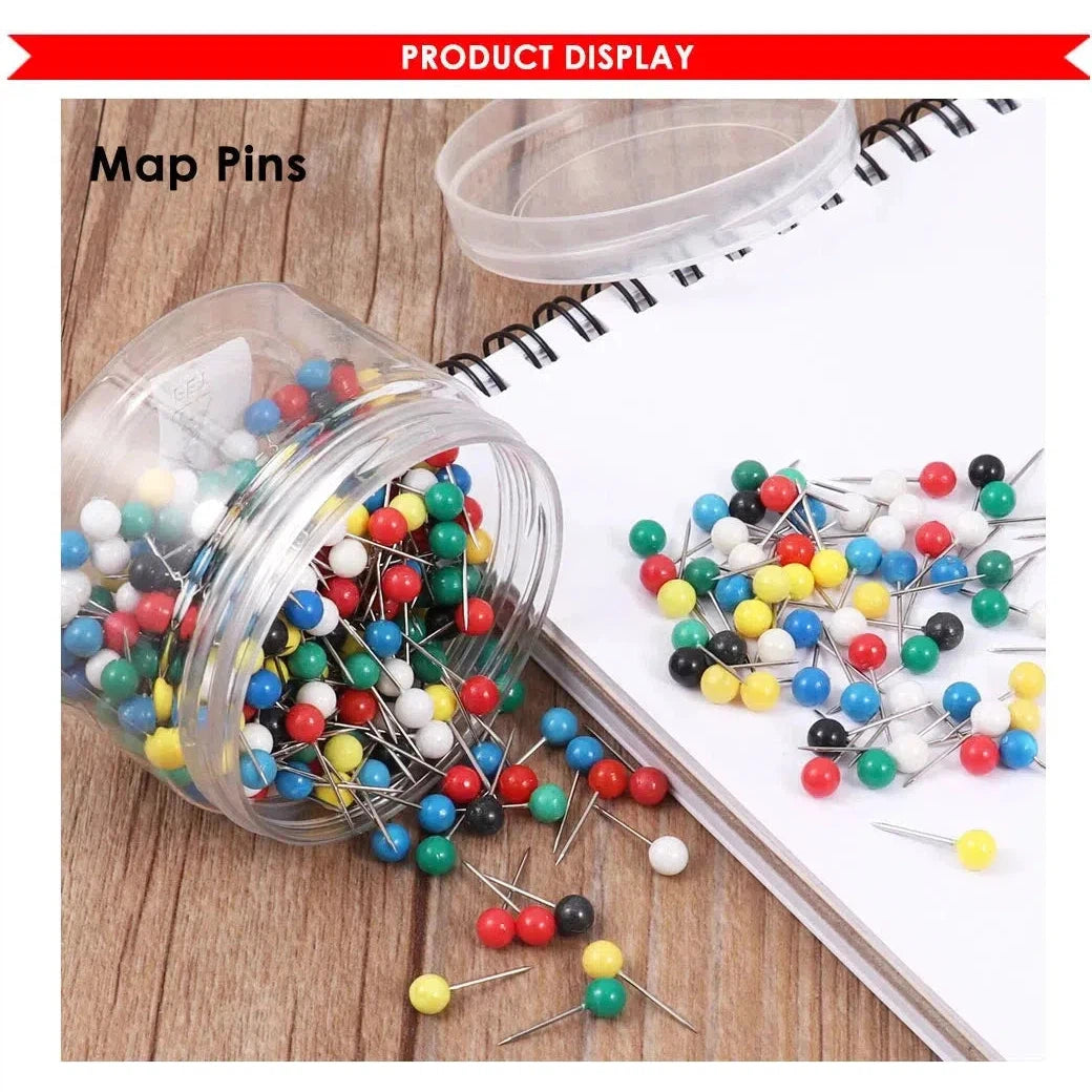 Foska Colored Map Pins (100Pcs/Packet)-Pins And Clips-Foska-Star Light Kuwait